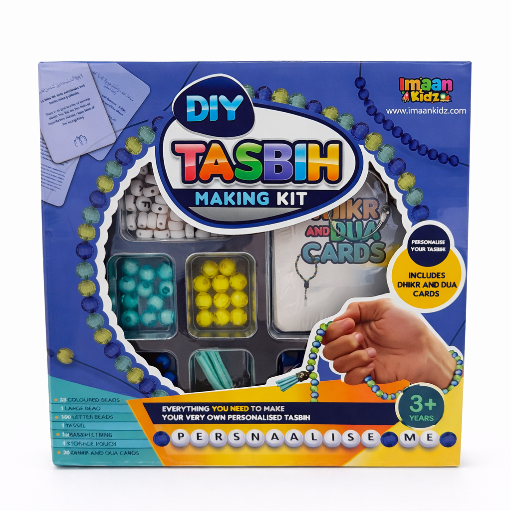 DIY Personalised Tasbih Making Kit & Dhikr Cards Set - Blue