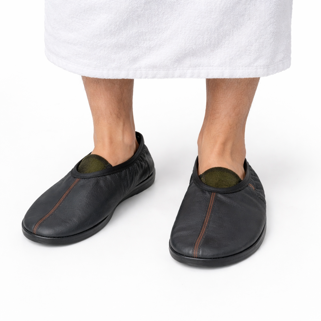 Unisex Leather Tawaf Ankle Sock with non-slip grip