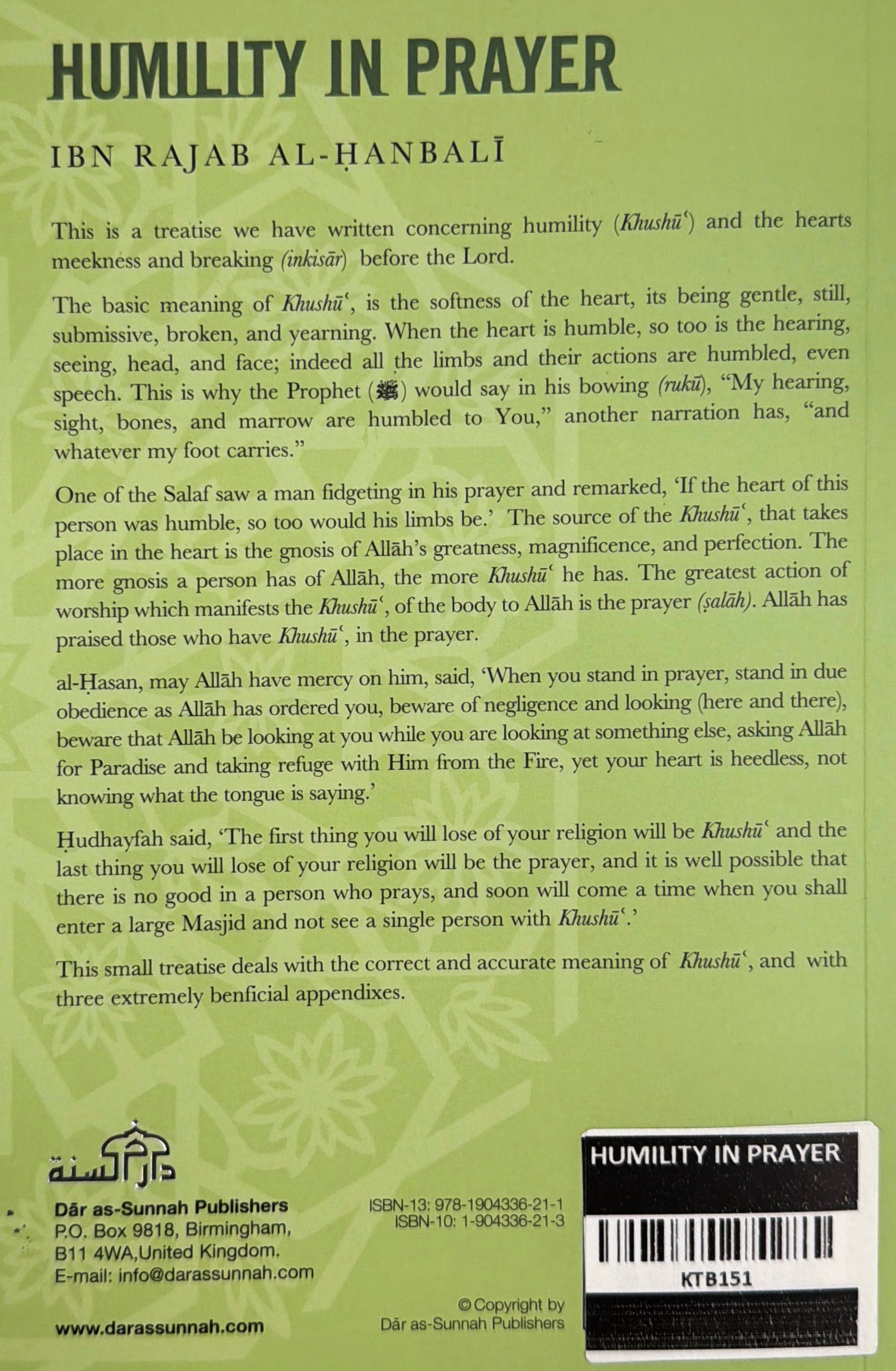 Dar As-Sunnah Classic Collection: Humility in Prayer